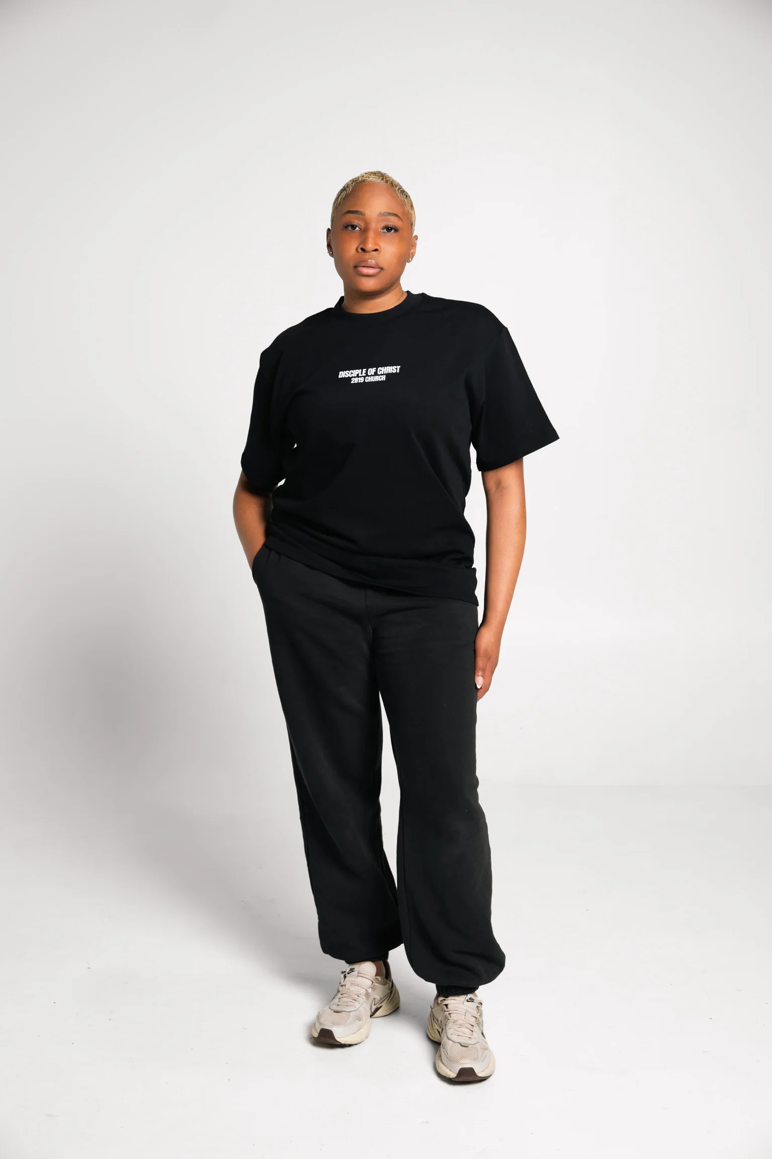 Disciple of Christ Black Tee - Black/White - Image 5